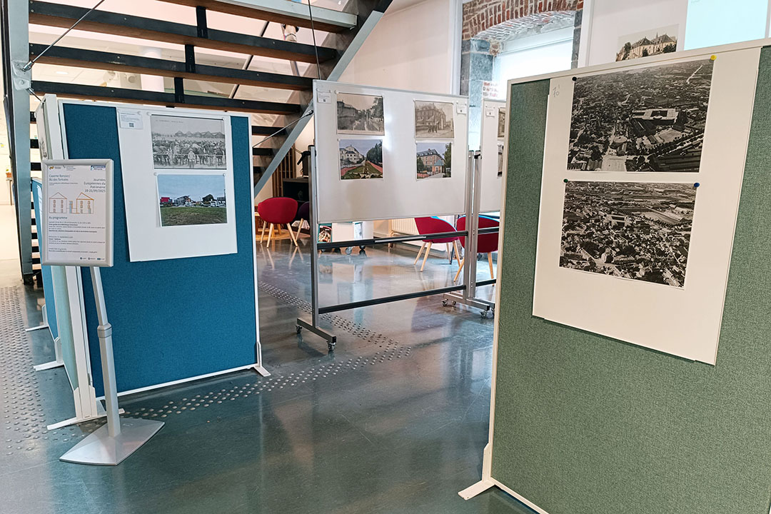 Exposition de photographies d'archives du quartier des Tertiales et de la caserne Ronzier, présentée à la BU des Tertiales durant les Journées Européennes du Patrimoine 2025